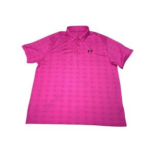 Under Armour Men's Pink Playoff Polo Shirt 2XL Loose Fit Golf Athletic